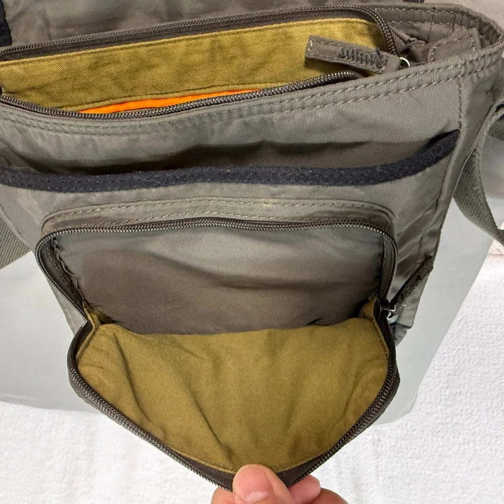Vintage Fossil Messenger Bag Green Canvas Techwear Utility Crossbody